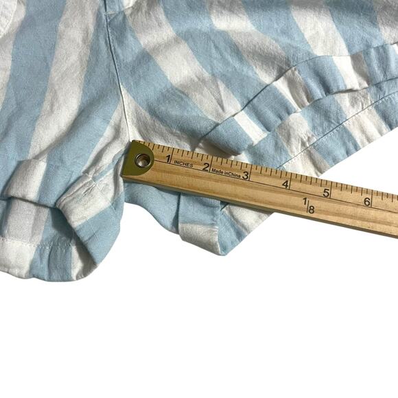 Billabong Womens Shorts Size 26 Striped Blue White Exposed Button Fly High Rise - Picture 9 of 10